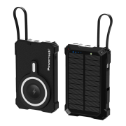Powertech Ηλιακό Power Bank Με Καλώδιο & Φακό 10000mah Magnetic Wireless 35W Μαύρο