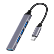 Powertech USB Hub PT-1113 4x Θυρών 5Gbps USB-C Σύνδεση Γκρί