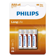 Philips Longlife Zinq Chloride Μπαταρίες Aaa R03 Micro 4Τμχ