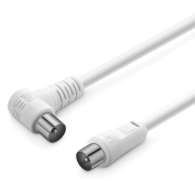 Powertech Καλώδιο κεραίας TV γωνιακό 90° 1.5m λευκό