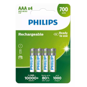 Philips Επαναφορτιζόμενες Μπαταρίες AAA Ni-MH 700mAh 1.2V 4τμχ.