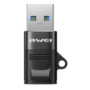 AWEI αντάπτορας USB 3.0 αρσενικό σε USB Type-C θηλυκό μαύρος