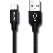 Awei Καλώδιο Ταχείας Φόρτισης Και Δεδομένων USB 2.0 Σε Micro USB Με Υφασμάτινη Επένδυση 1m Μαύρο