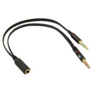 Powertech Αντάπτορας 2x 3.5mm Αρσενικό σε 3.5mm Θηλυκό 0.2m Μαύρο