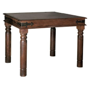 Ostia Τραπέζι 80X80Cm Χωρίς Συρτάρι Medium Dark Ινδικό Σχέδιο