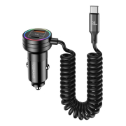 USAMS φορτιστής αυτοκινήτου C33 με καλώδιο USB/USB-C 60W 1m μαύρος