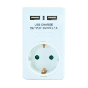Powertech Αντάπτορας Ρεύματος Schuko 2X Usb Λευκό