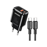 Kakusiga Φορτιστής με Θύρα USB-A και Θύρα USB-C και Καλώδιο USB-C - USB-C 30W Μαύρο