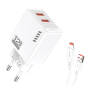 KAKUSIGA Φορτιστής Τοίχου KSC-1238 με Καλώδιο Lightning 2x USB 12W Λευκός