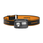 Superfire Επαναφορτιζόμενος Φακός Κεφαλής LED Αδιάβροχος IP44 με Μέγιστη Φωτεινότητα 220lm