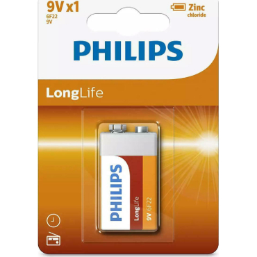 Philips LongLife Zinc Chloride Μπαταρία 6F22 9V 6F22L1B