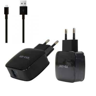 Td-Lte Travel Charger 5V/9V/12V Μαζί Με Καλώδιο Micro Usb For Smart Phones Black