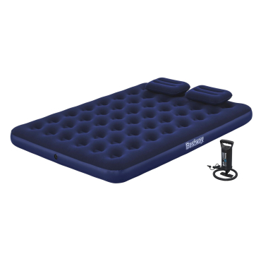 Bestway φουσκωτό στρώμα 67374 με τρόμπα & 2x μαξιλάρια, διπλό, 203x152x22cm, μπλε