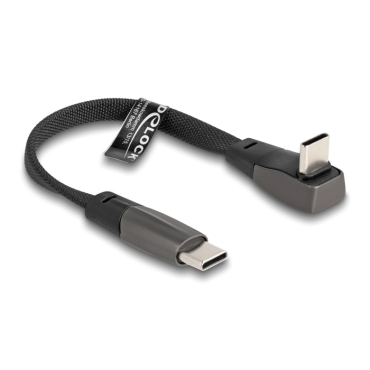Delock Καλώδιο Usb-C 80750 60W Flat Γωνιακό 480Mbps 14Cm Μαύρο