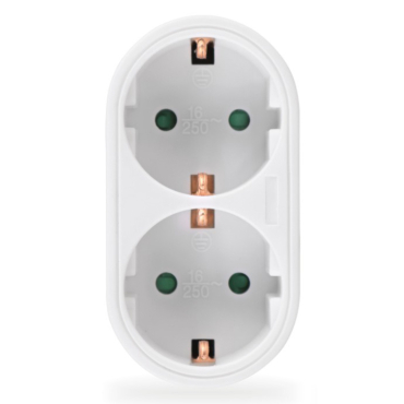 Powertech Αντάπτορας Ρεύματος 2X Schuko 250V 16A Λευκός