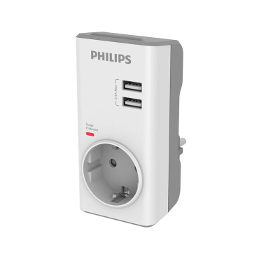 Philips CHP4010W Adapter Charger USB Surge Protection 2 USB 2.4