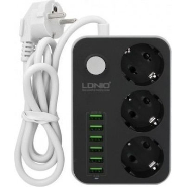 Πολύπριζο Ldnio Με 3 Power Socket & 6 Θύρες Φόρτισης Usb 3.4A