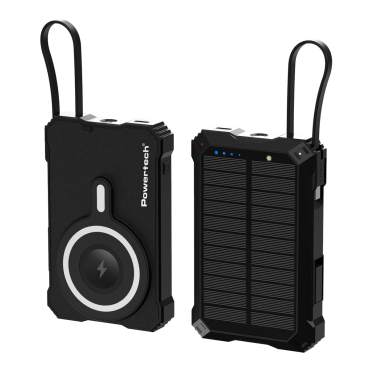Powertech Ηλιακό Power Bank Με Καλώδιο & Φακό 10000mah Magnetic Wireless 35W Μαύρο