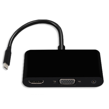 Powertech Αντάπτορας USB-C σε HDMI/VGA/3.5mm 4K/30Hz Μαύρος